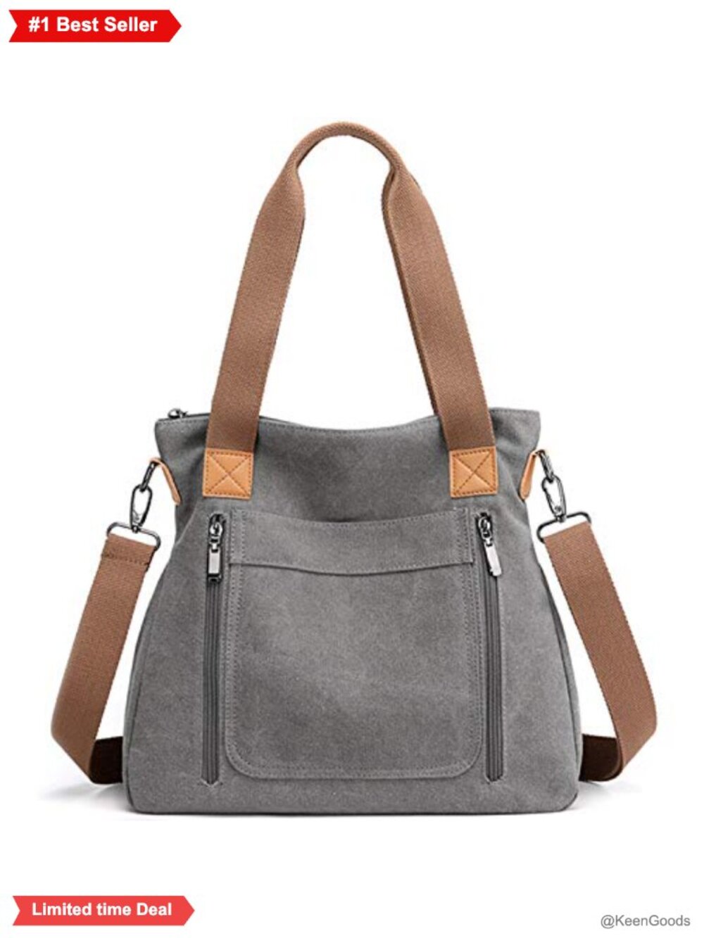 Canvas Tote Bag Work Shoulder Crossbody Multi-pocket